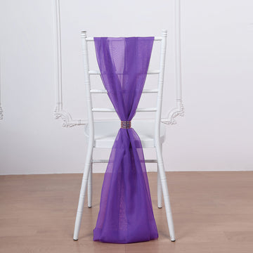 Add Elegance to Your Event with Purple Chiffon Chair Sashes