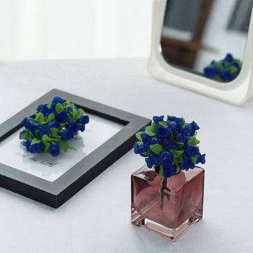 Add Elegance to Your Decor with Royal Blue Wired Rose Flowers