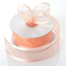 25 Yards 1.5 Inch Sheer Organza Peach Ribbon With Satin Edge#whtbkgd