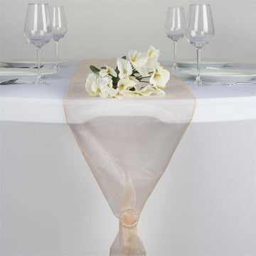 Add Elegance to Your Event with a Peach Sheer Organza Table Runners