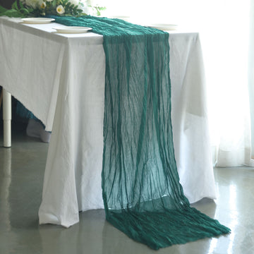 Add a Touch of Elegance with the Peacock Teal Gauze Cheesecloth Boho Table Runner