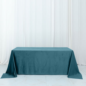 Elevate Your Event with the Peacock Teal Premium Velvet Rectangle Tablecloth