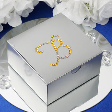 100 Pack Personalized Large Diamond Monogram Wedding Favor Gift Box 4"x4"x2"