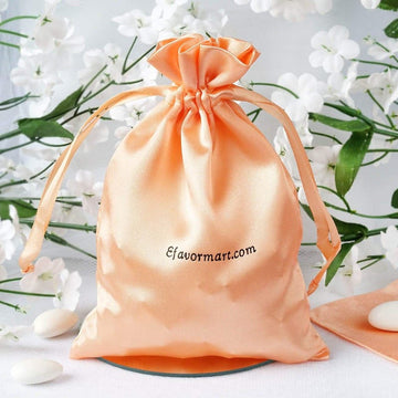 100 Pack Personalized Satin Drawstring Wedding Favor Bags 5"x7"