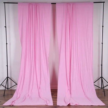 2 Pack Pink Scuba Polyester Divider Backdrop Curtains, Inherently Flame Resistant Event Drapery Panels Wrinkle Free With Rod Pockets - 10ftx10ft