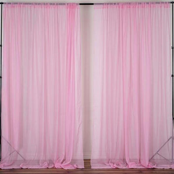 2 Pack Pink Chiffon Divider Backdrop Curtains, Inherently Flame Resistant Sheer Premium Organza Event Drapery Panels With Rod Pockets - 10ftx10ft