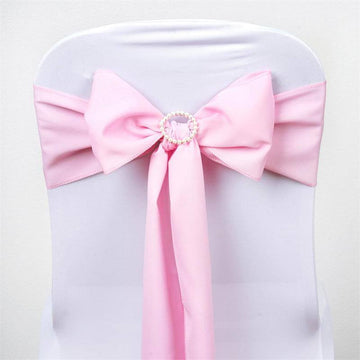 Elegant Pink Polyester Chair Sashes for Stunning Wedding Chair Decor