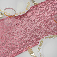 12 Inch x 108 Inch Premium Pink Sequin Table Runner
