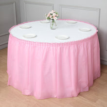 Pink Ruffled Waterproof Disposable Plastic Table Skirt 14 Feet