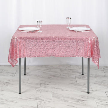 Pink Seamless Premium Sequin Square Tablecloth 54"x54"