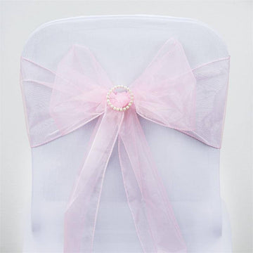 Elevate Your Event Decor with Pink Sheer Organza Chair Sashes