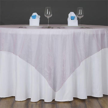 Pink Sheer Organza Square Table Overlay 60"x60"