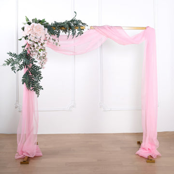 Pink Sheer Organza Wedding Arch Drapery Fabric, Window Scarf Valance 18ft