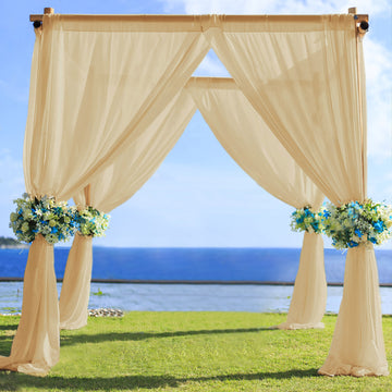 Elegant Champagne Chiffon Curtain Panel for a Touch of Luxury