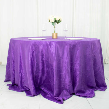 Purple Accordion Crinkle Taffeta Seamless Round Tablecloth 132"