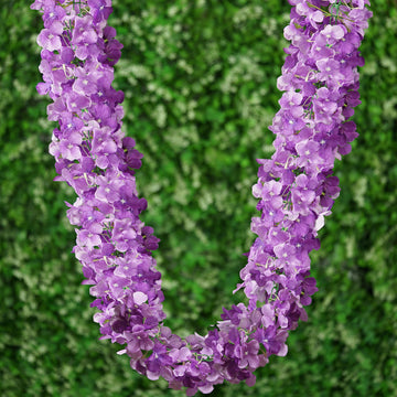 Purple Artificial Silk Hydrangea Hanging Flower Garland Vine 7ft