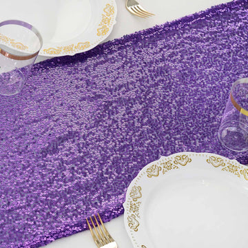 Purple Premium Sequin Table Runner 12"x108"