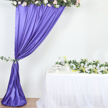 Elegant Purple Satin Curtain Panel Backdrop Drapes