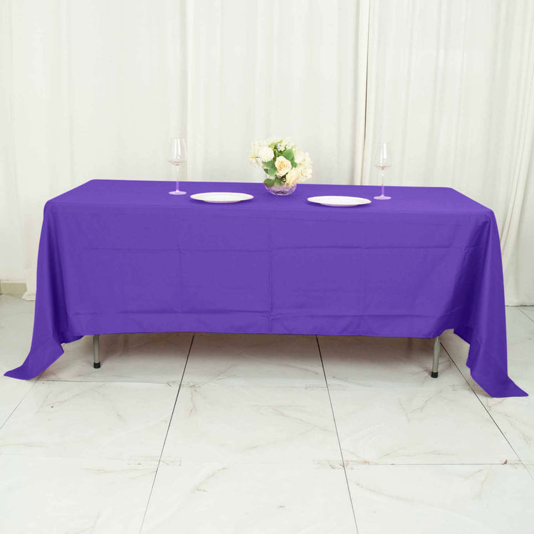 Purple Polyester Rectangle Tablecloth 72 Inch x 120 Inch
