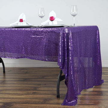 Purple Seamless Premium Sequin Rectangle Tablecloth 60"x126"