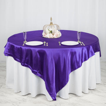 Purple Seamless Satin Square Table Overlay 90"x90"
