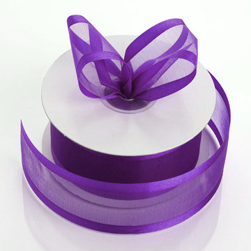 Purple Sheer Organza Ribbon With Satin Edges 25 Yards 1.5"