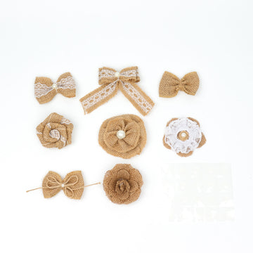 Create a Rustic and Charming Atmosphere with the Natural Burlap Flower and Bows Set