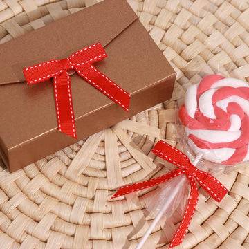 Enhance Your Event Decor with Red/White Saddle Stitch Ribbon Bows