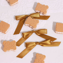 Gold Satin Decoration For Gift Bags 3 Inch With Ribbon Bow & Twist Ties