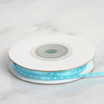 Turquoise Satin Polka Dot Ribbon - Add Elegance and Charm to Your Decor