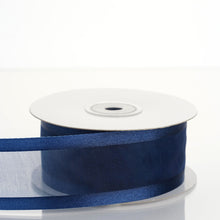 25 Yards 1.5 Inch Sheer Organza Navy Blue Ribbon With Satin Edge