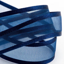 Organza Ribbon With Satin Edge in Navy Blue 25 Yards 7 Inch By 8 Inch