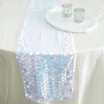 Create a Magical Atmosphere with the Iridescent Blue Big Payette Sequin Table Runner