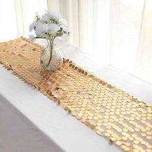 Matte Champagne Table Runner With Big Payette Sequin Design 13 Inch X 108 Inch