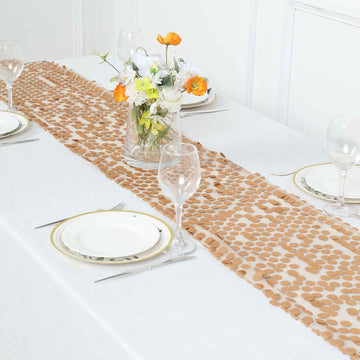 Elevate Your Event Décor with the Matte Champagne Big Payette Sequin Table Runner
