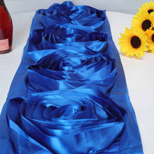 Large Rosette Flower Royal Blue Premium Satin Table Runner 13 Inch x 104 Inch