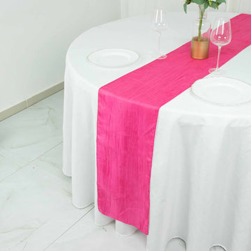 Create a Stunning Fuchsia Tablescape with the Accordion Crinkle Taffeta Table Runner