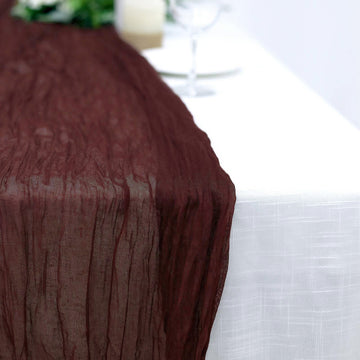 Create Unforgettable Memories with the Burgundy Gauze Cheesecloth Boho Table Runner