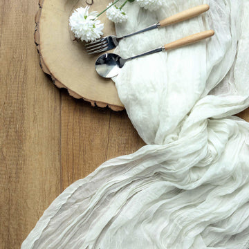 Elegant Ivory Gauze Cheesecloth Boho Table Runner