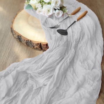 Add a Touch of Elegance with the Silver Gauze Cheesecloth Table Runner