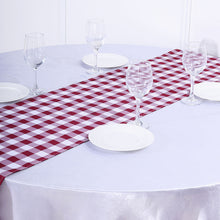 Gingham Polyester Checkered Buffalo Plaid Table Runner in Burgundy and White