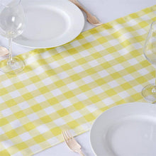 Gingham Polyester Table Runner - Yellow / White