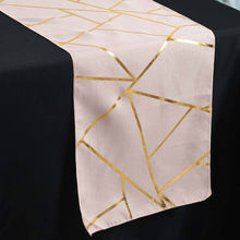 Gold Foil Geometric Pattern Table Runner 9 Feet in Blush & Rose Gold Color