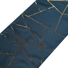 9 Feet Table Runner In Navy Blue With Gold Foil Geometric Design