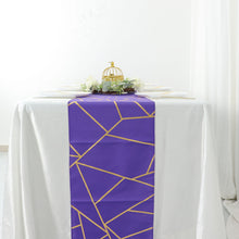 Purple Table Runner With Gold Foil Geometric Design