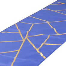 Gold Foil Geometric Table Runner In Royal Blue