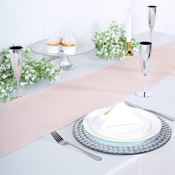Blush Linen Table Runner: Add Elegance and Charm to Your Tablescapes