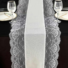 16 Inch x 108 Inch Ivory Table Runner In Faux Burlap Jute Lace