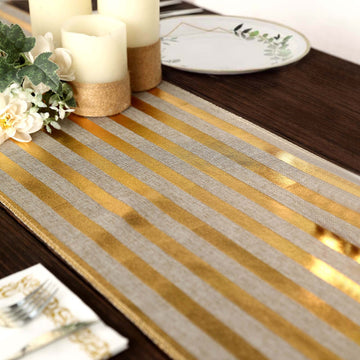 Add a Touch of Glamour to Your Table with the Gold Striped Design