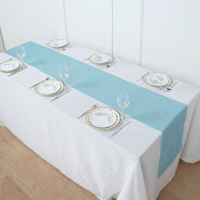 Boho Chic Turquoise 14 Inch x 108 Inch Rustic Faux Jute Linen Table Runner 